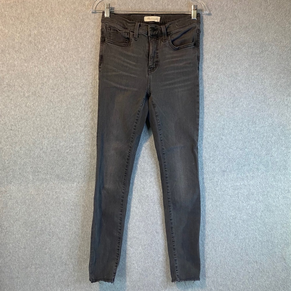 Madewell 9" Mid-Rise Skinny Jeans Women 28 Gray/Black Raw Hem Faded Denim EUC
